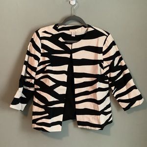 Chico’s Black & White Zebra inspired Jacket 3 Quarter sleeves